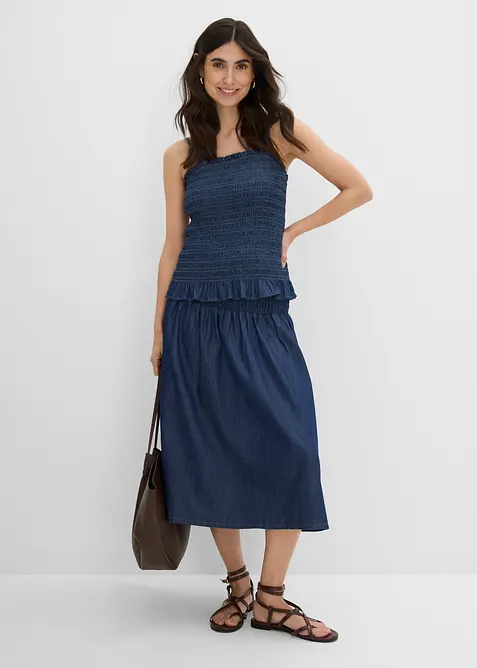 Jeansrock Midi, Gummibund, bonprix