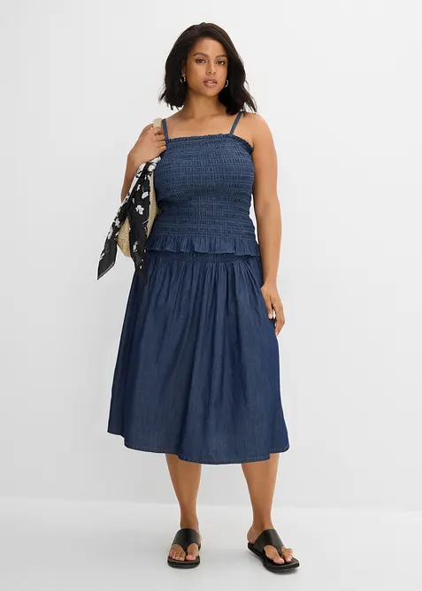 Jeansrock Midi, Gummibund, bonprix