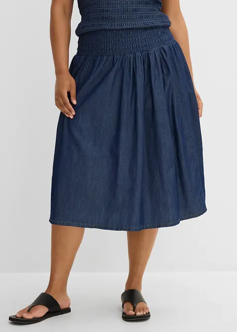 Jeansrock Midi, Gummibund, bonprix