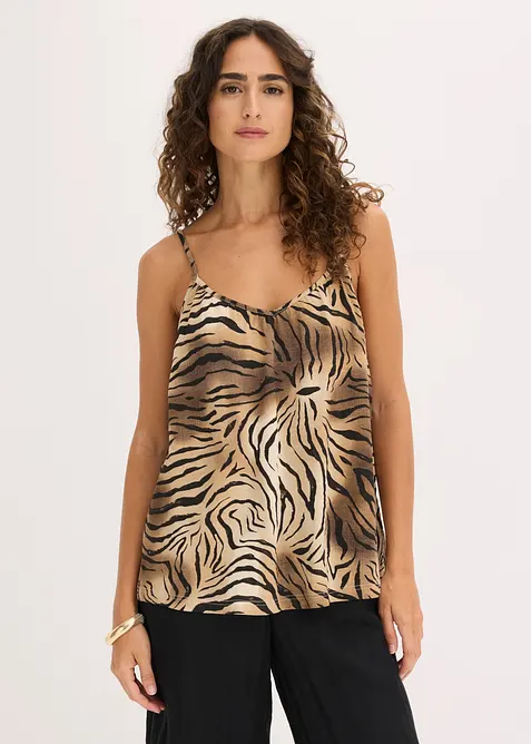 Lot de 2 tops fluides en jersey viscose &agrave; bretelles spaghetti, bonprix
