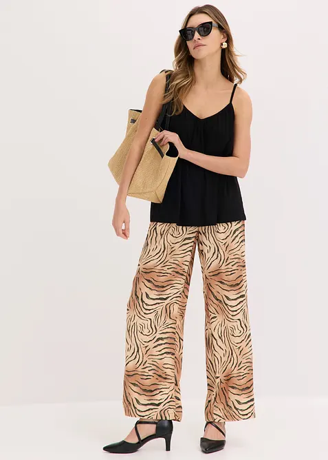Pantalon large &agrave; taille &eacute;lastiqu&eacute;e, bonprix