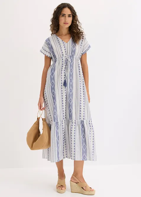 Robe midi en coton m&eacute;lang&eacute;, bonprix