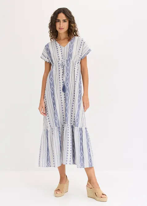 Robe midi en coton m&eacute;lang&eacute;, bonprix