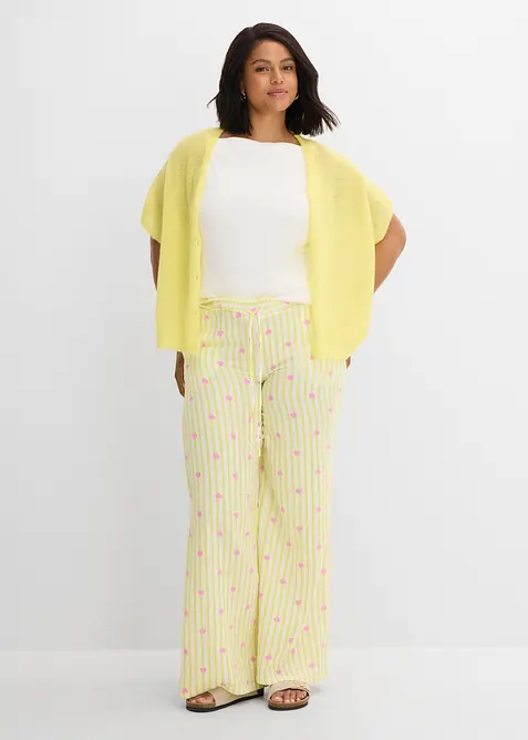 Pantalon taille &eacute;lastiqu&eacute;e en gaze de coton, bonprix