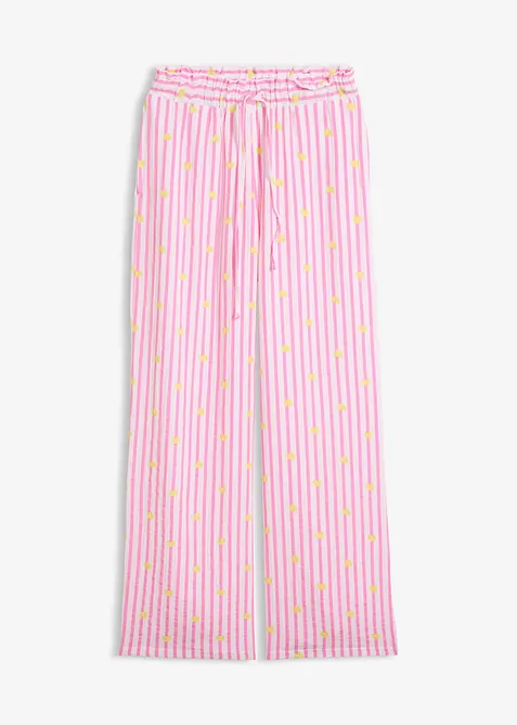 Pantalon taille &eacute;lastiqu&eacute;e en gaze de coton, bonprix