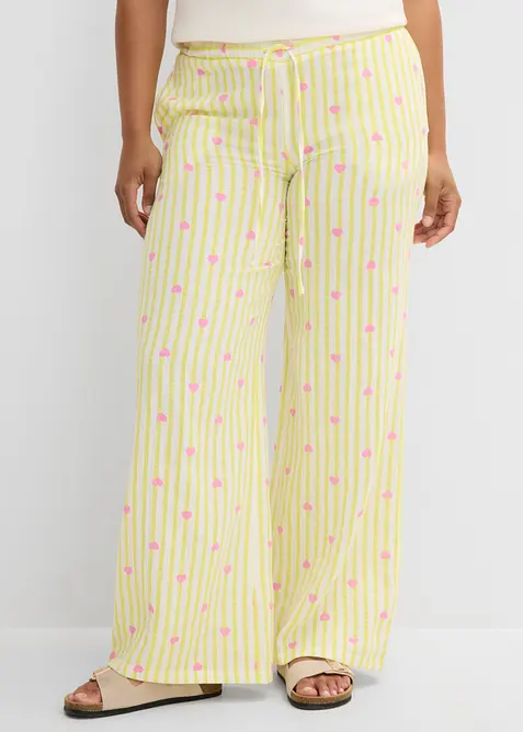 Pantalon taille &eacute;lastiqu&eacute;e en gaze de coton, bonprix