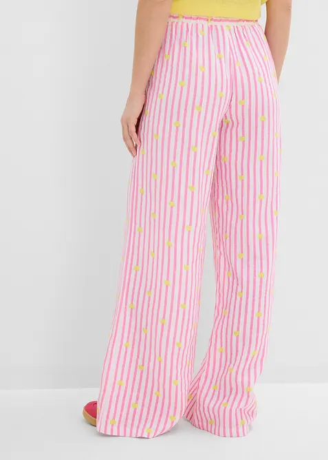 Pantalon taille &eacute;lastiqu&eacute;e en gaze de coton, bonprix