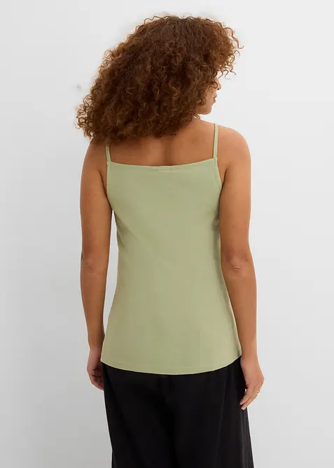 Spaghetti-Top aus feingerippter Bio-Baumwolle, bonprix