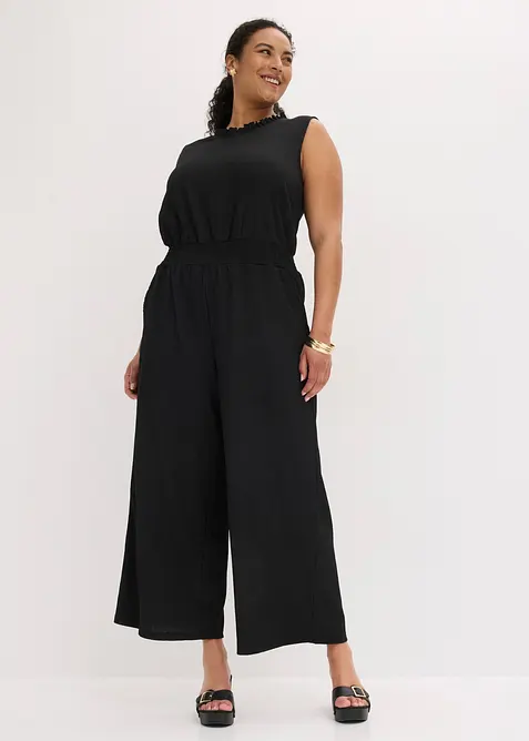 Combinaison en cr&ecirc;pe jersey textur&eacute;, bonprix