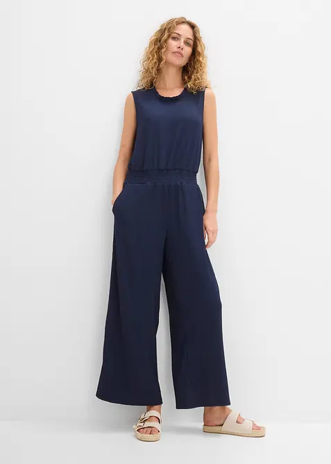 Jersey-Jumpsuit aus strukturiertem Cr&ecirc;pe, bonprix