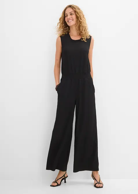 Jersey-Jumpsuit aus strukturiertem Cr&ecirc;pe, bonprix