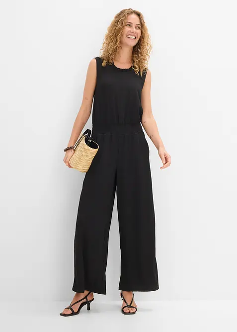 Jersey-Jumpsuit aus strukturiertem Cr&ecirc;pe, bonprix