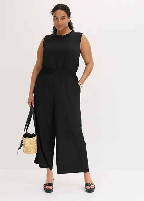 Combinaison en cr&ecirc;pe jersey textur&eacute;, bonprix