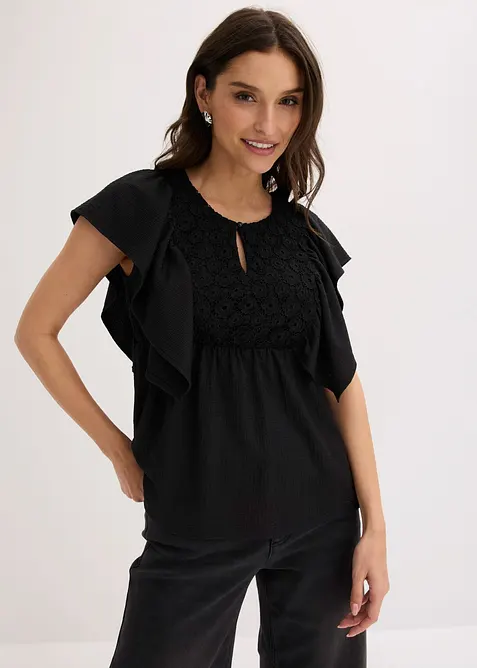 Shirtbluse aus strukturiertem Cr&ecirc;pe, bonprix