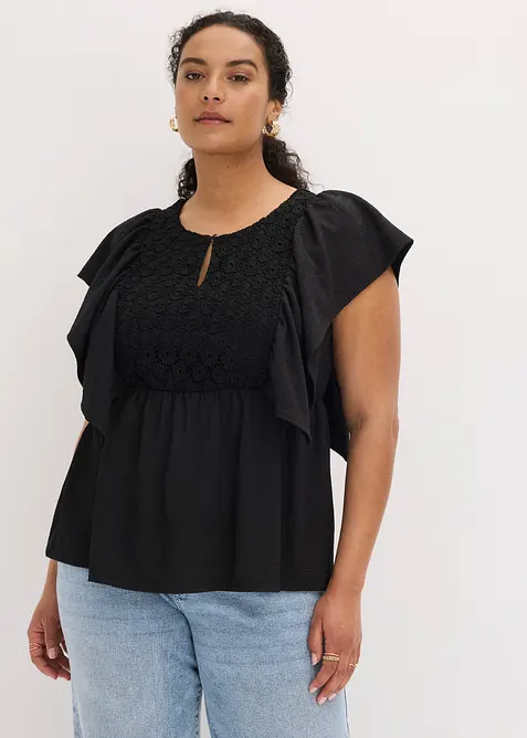 Shirtbluse aus strukturiertem Cr&ecirc;pe, bonprix