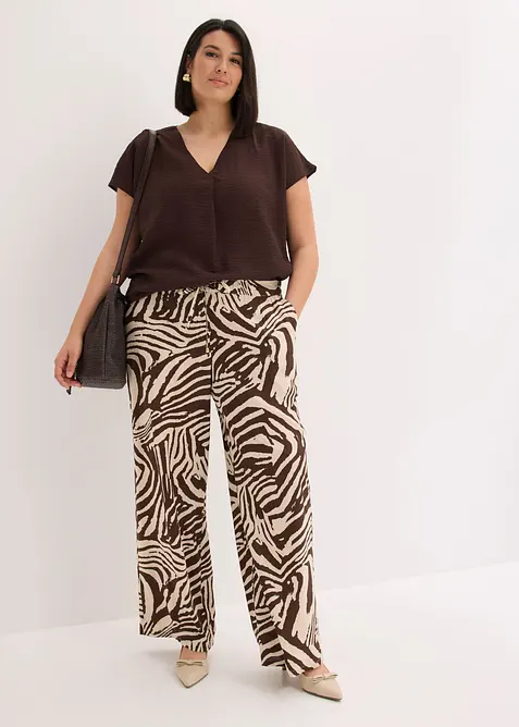 Pantalon taille &eacute;lastiqu&eacute;e en viscose, bonprix