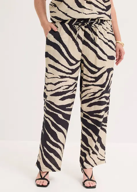 Pantalon palazzo fluide en viscose m&eacute;lang&eacute;e, bonprix