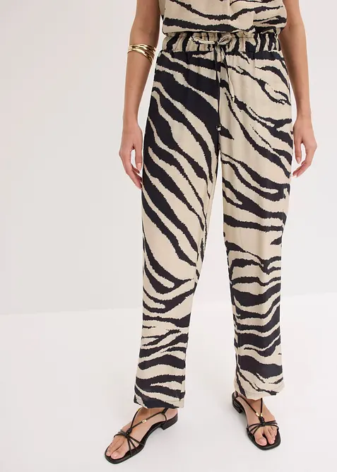 Pantalon palazzo fluide en viscose m&eacute;lang&eacute;e, bonprix