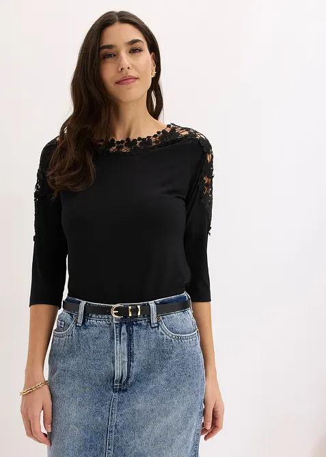 T-shirt &agrave; empi&egrave;cement au crochet, bonprix