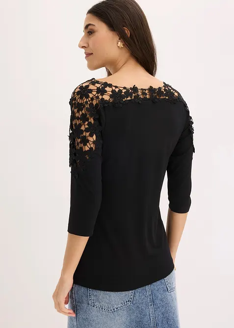 T-shirt &agrave; empi&egrave;cement au crochet, bonprix