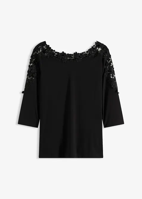 T-shirt &agrave; empi&egrave;cement au crochet, bonprix