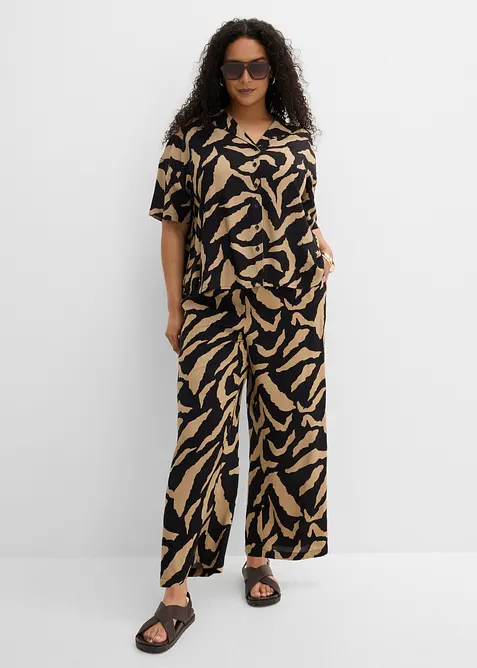 Pantalon large &agrave; pinces, bonprix