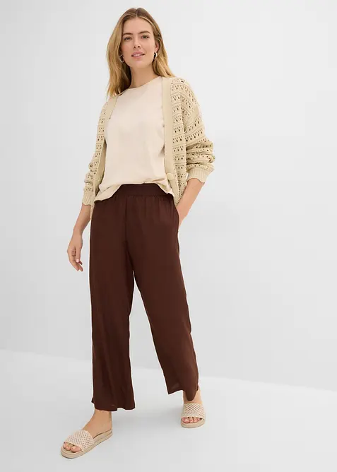Pantalon large &agrave; pinces, bonprix