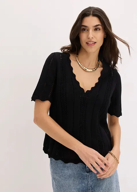 Strickshirt mit tiefem Ausschnitt, bonprix