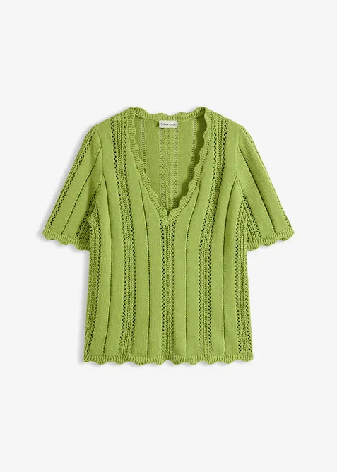 T-shirt en maille &agrave; d&eacute;collet&eacute; plongeant, bonprix