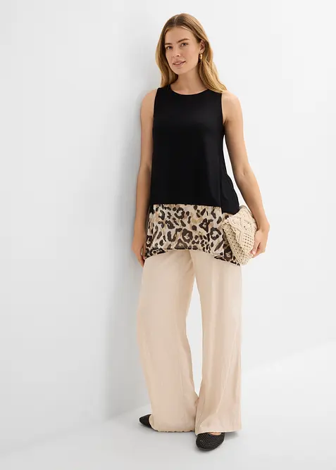 Blusentop aus Viskose-Mix mit Chiffoneinsatz, bonprix