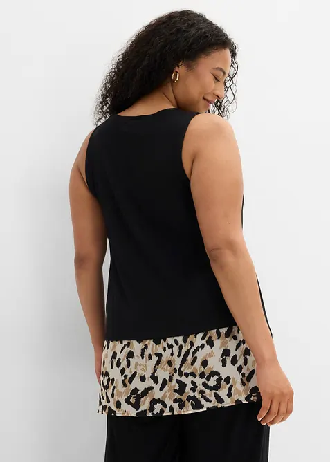 Blusentop aus Viskose-Mix mit Chiffoneinsatz, bonprix