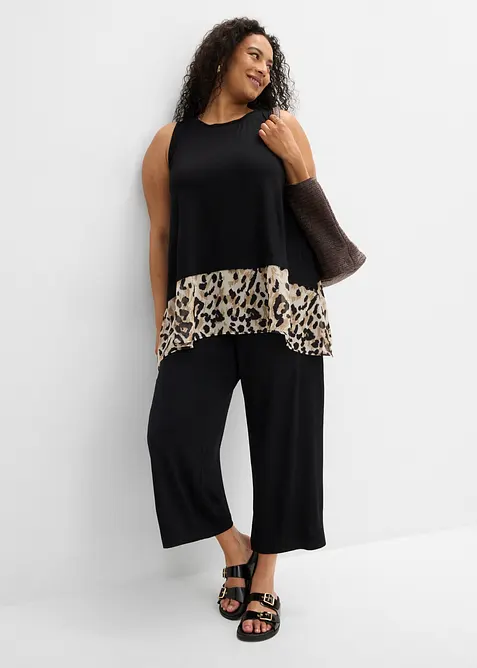 Blusentop aus Viskose-Mix mit Chiffoneinsatz, bonprix