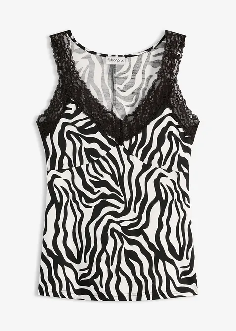 Top &agrave; empi&egrave;cement en dentelle et crochet, bonprix