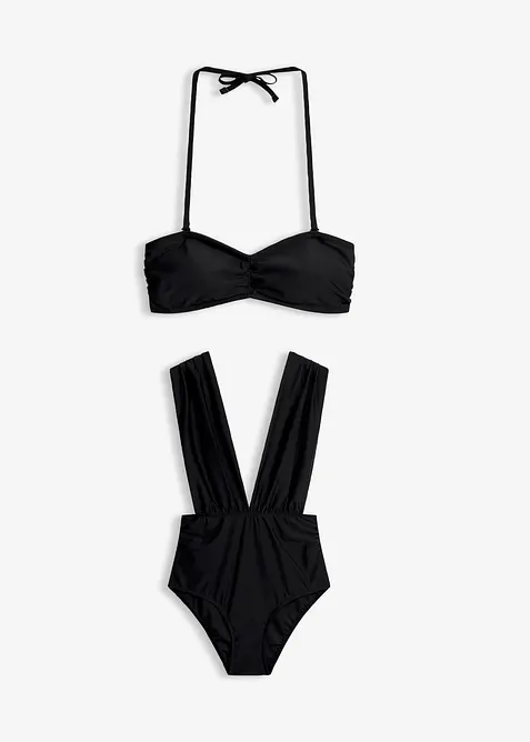 Badeanzug + Bandeau-Bikinioberteil (2-tlg.Set), bonprix