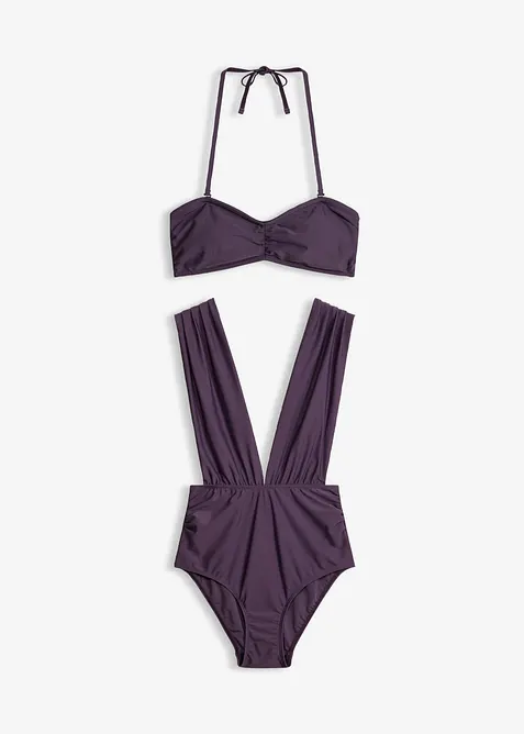 Maillot 1 pi&egrave;ce avec haut de maillot bandeau (ens. 2 pces), bonprix
