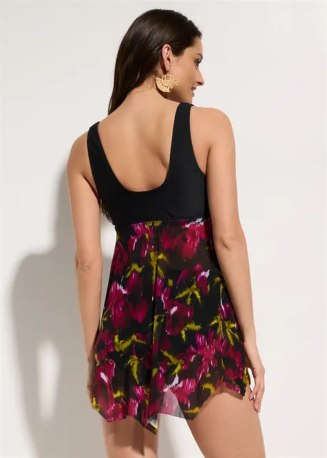 Tankini long avec mesh imprim&eacute; (ens. 2&nbsp;pces), bonprix