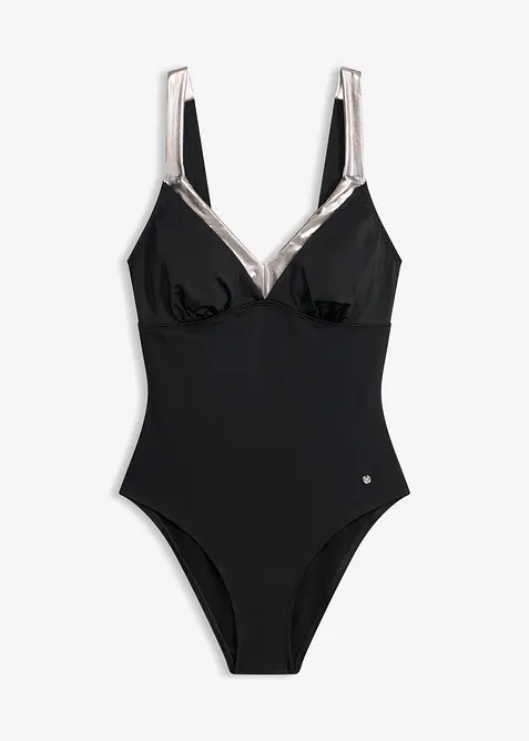 Medium Shape-Badeanzug mit silbernen Details, bonprix