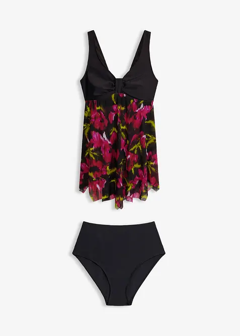 Tankini long avec mesh imprim&eacute; (ens. 2&nbsp;pces), bonprix
