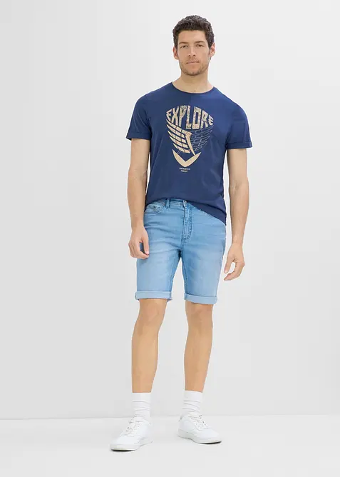 Lot de 2 bermudas regular en jean extensible, entrejambe renforc&eacute;, bonprix