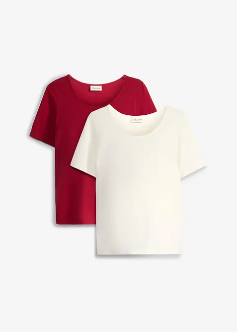 Umstandsshirts mit tiefem Rundhalsausschnitt (2er Pack), bonprix