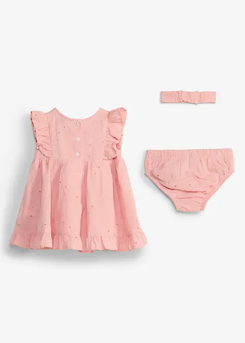 Robe b&eacute;b&eacute; avec culotte et bandeau assortis 100% coton (ens. 3 pces), bonprix