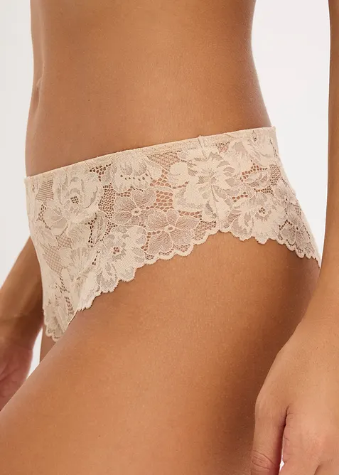 Lot de 4 slips br&eacute;siliens en dentelle, bonprix