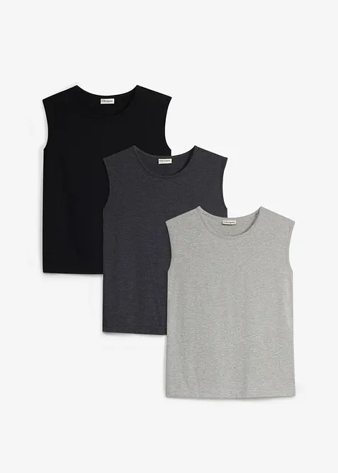 Tanktop mit Bio Baumwolle (3er Pack), bonprix