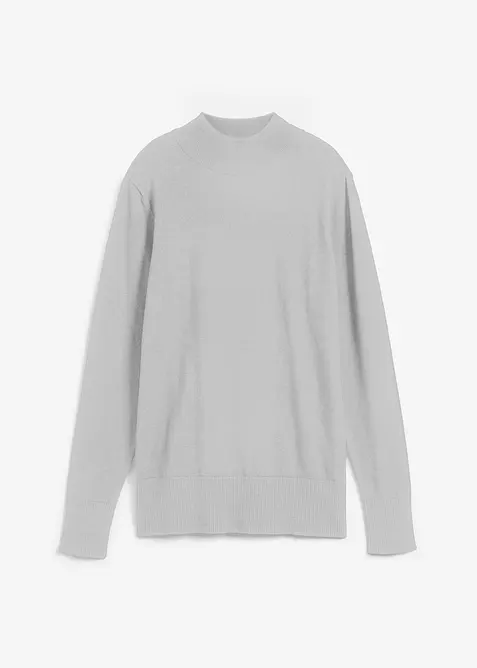 Basic Pullover mit Stehkragen mit recycelter Baumwolle, bonprix