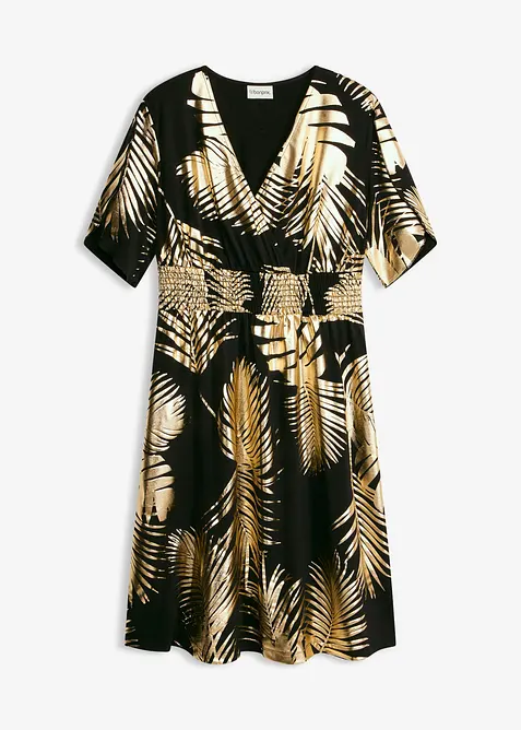 Jerseykleid mit Gold-Druck, bonprix
