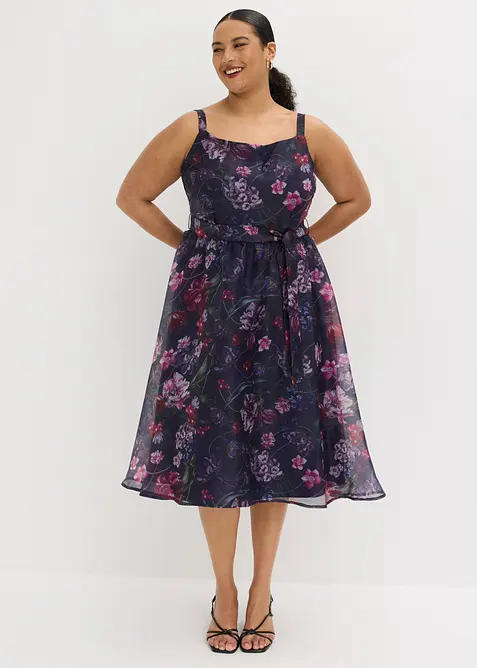 Midikleid aus zartem T&uuml;ll mit Bindeband, bonprix