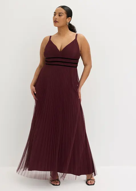 Abendkleid aus zartem T&uuml;ll mit Plisse&eacute;, bonprix