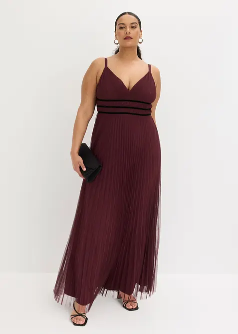 Abendkleid aus zartem T&uuml;ll mit Plisse&eacute;, bonprix