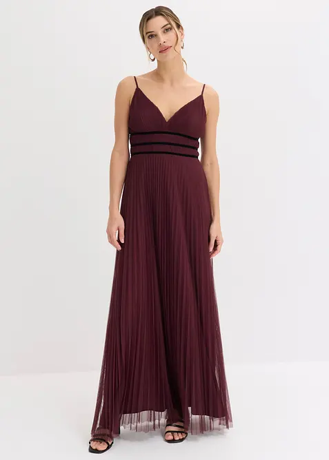 Abendkleid aus zartem T&uuml;ll mit Plisse&eacute;, bonprix