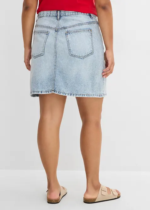 Jupe en jean &agrave; fermeture d&eacute;cal&eacute;e asym&eacute;trique, bonprix